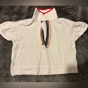 Burberry White Polo with Red and Black Accents